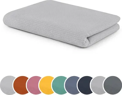 Produktbild von sleepling Kuscheldecke Waffeloptik, Sofadecke, hautsympathisch, temperaturregulierend, 100% Baumwolle, 100, waschbar, 150 x 200 cm, perle
