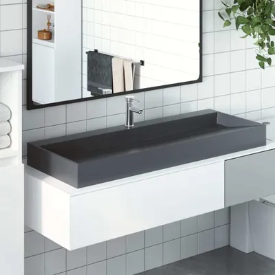 Produktbild von Waschbecken 120x46x11 cm Mineralguss/Marmorguss Anthrazit - Waschbecken CC1830