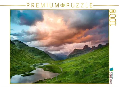 Produktbild von CALVENDO Puzzle Alpenglühen über den Scheidseen | 1000 Teile Lege-Größe 64x48cm Foto-Puzzle für glückliche Stunden
