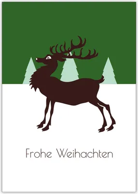 Produktbild von Edle Designer Weihnachtskarte mit edlem Hirsch, grün: Frohe Weihnachten