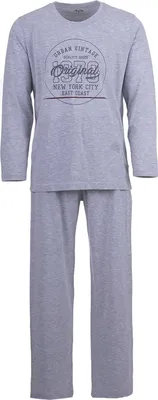 Produktbild von Pyjama Set Langarm - Vintage , Farbe:grau, Größe:XL