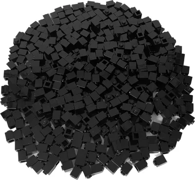 A pile of black LEGO bricks.