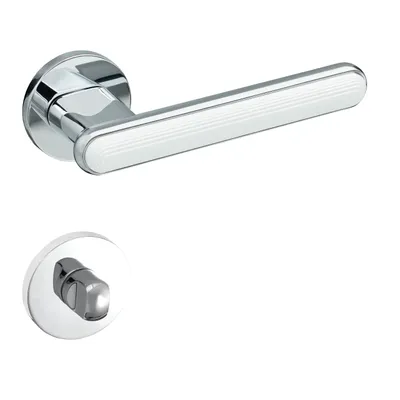 Produktbild von Gavroche Türgriffe Silber Chrom Weiß Set WC/Bad Türklinken Innentüren Drückergarnitur Zimmertür mit runder Rosettengarnitur aus Zink