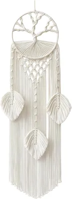 Imagen del producto de Tapiz de macramé con diseño de árbol de la vida y atrapasueños, hecho a mano, de algodón, de gran tamaño, ideal para el salón