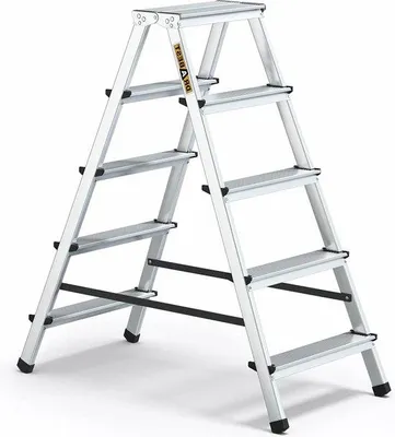 Produktbild von Famanu Haushaltsleiter 5 Stufen Aluminium - Multifunktional, 125 kg Tragkraft