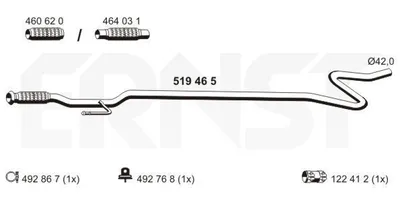 Produktbild von ERNST Abgasrohr Auspuffrohr für CITROËN C2 Schrägheck (JM) 519465