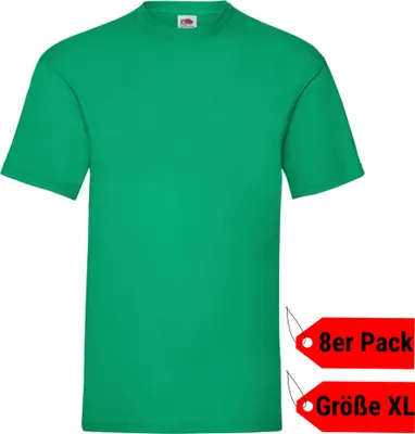 Image de Lot de 8 t-shirts FRUIT OF THE LOOM Valueweight T pour homme et femme, vert Kelly, taille XL