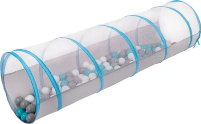 Obrázok produktu pre Selonis Pop-Up tunel so 100 loptičkami pre deti na preliezanie, sivomodrý:sivý/biely/tyrkysový