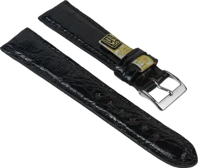 Produktbild von Uhrenarmband XL 'Echt Krokodil' Leder schwarz 25907S-HXL, Stegbreite:16mm