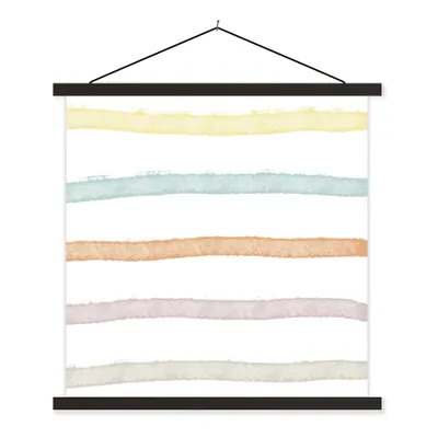 Produktbild von MuchoWow® Textilposter Linie - Pastell - Regenbogen - Muster 120x120 cm mit schwarzem Rahmen - Aufhängungsset