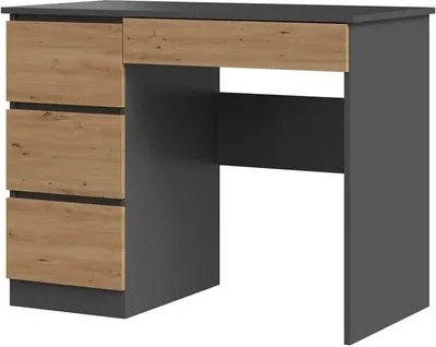 Obrázek produktu pro Psací stůl levý se 4 zásuvkami, 51 cm x 130 cm x 76 cm, antracit a dub Artisan