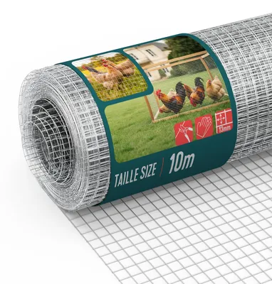 Produktbild von VOUNOT® Drahtgitter 0.5x10m, Maschenweite 13 mm, Drahtstärke 0.7 mm, Verzinkt Silber