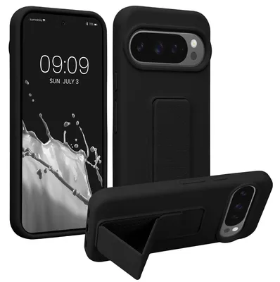 Produktbild von kwmobile Handyhülle für Google Pixel 10 / Pixel 10 Pro Hülle - TPU Silikon Case mit Fingerhalter und Stand - Schutzhülle Cover in Schwarz