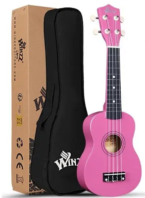 Produktbild von Winzz Sopran Ukulele Starter Kit für Anfänger, mit Tasche Gitarre für Kinder und Erwachsene Rosa