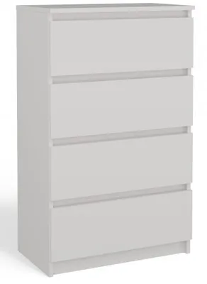 Produktbild von M4 60 Kommode Malwa Weiß 4 Schubladen Schrank für Wohnzimmer Schlafzimmer Home Office