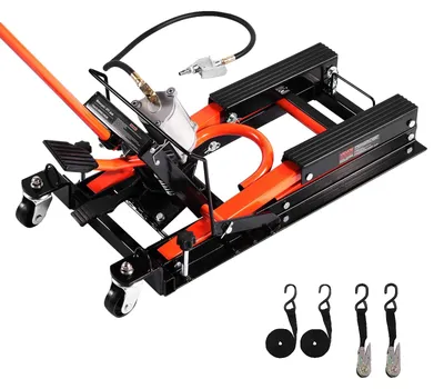 Obrázek produktu pro VEVOR zvedák na motorku hydraulický a pneumatický a pojízdný zvedák na motorku s rozsahem výšky 119-381 mm, zvedák na opravu kol (nosnost 680 kg) s odnímatelnou rampou