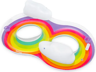 Image de Bestway® Rainbow Dreams™ Anneau de natation pour 2 personnes avec appui-tête 186 x 116 cm