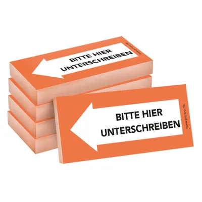 Productafbeelding van PRICARO Plaknotities "Hier graag ondertekenen", links oranje, 100 vellen, 5 stuks