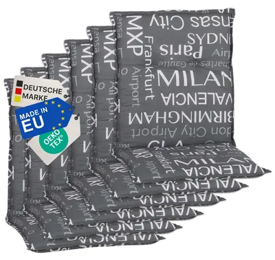 Produktbild von NYVI Gartenstuhl Auflagen Niedriglehner 6er Set Barcelona - UV-Beständig, Atmungsaktiv, Strapazierfähig - Niedriglehnerauflagen Sitzkissen Outdoor - Sitzauflagen für Gartenstühle 100x50cm Städtenamen