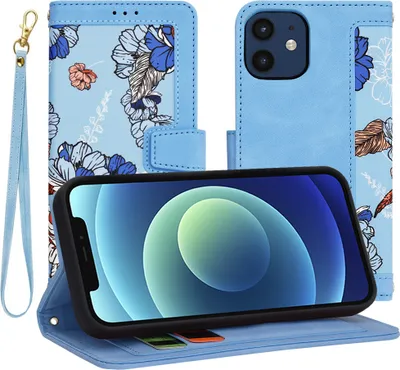 Produktbild von Techsuit FlipCraft Book Wallet Klapphülle mit Kabel für Apple iPhone 12 / iPhone 12 Pro - Vibrant Blue