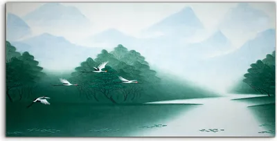 Produktbild von Coloray Canvas 140x70  Wandbild Leinwand Bilder Chinesische Malerei von Vogelkräne
