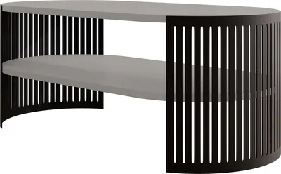 Produktbild von MIRJAN24 Couchtisch Fikoli Oval I, Wohnzimmer Kaffeetisch, Gestell aus Stahl (Farbe: Schwarz / Hellgrau)
