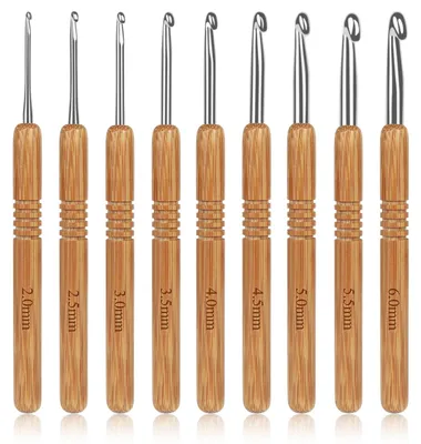 Productafbeelding van Haaknaalden set - Met bamboe handgrepen - Geschikt voor handwerk en textielbewerking - 2,0 - 6,0 mm