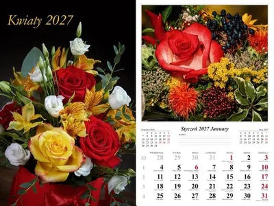 Zdjęcie produktu dla Kalendarz ścienny 2027 Kwiaty 32x48 cm Wydawnictwo Radwan