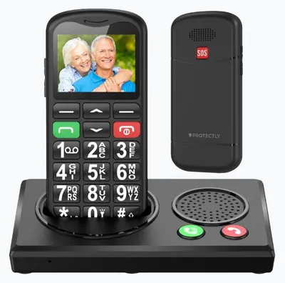 Produktbild von Protectly® Seniorenhandy 4G – große Tasten, SOS-Taste, Freisprechen, Ladestation