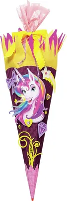 Produktbild von Schultüten-Bastelset Einhornportrait 68 cm 6-eckig Rot(h)-Spitze Kreppverschluss