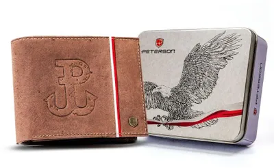 Obrázek produktu pro Peterson pánská peněženka z přírodní kůže RFID hnědá horizontální 12x9 cm