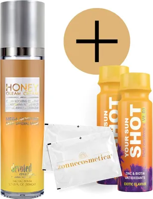 Produktbild von Devoted Creations - Honey Gleam Cream + 2 Your Sun Shots + 2 Erfrischende tücher