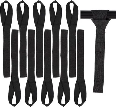 Produktbild von Motorrad-Befestigungssatz mit 10 Schlaufen für Motorräder, 30,5 x 2,5 cm Schlaufen, doppelte Schlaufen, für Anhänger, Motorradtransport, Strandmotor, Fahrrad, Fahrradträger (schwarz)