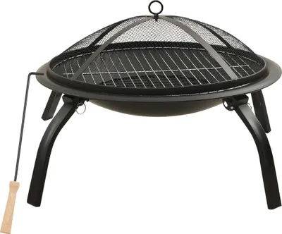 Produktbild von The Living Store 2-in-1 Feuerstelle und Grill mit Schürhaken 56x56x49 cm Stahl