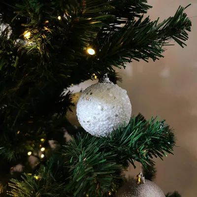 Produktbild von Weihnachtskugel Schneeball mit Glitzer Ø 6 cm - 24 Stück