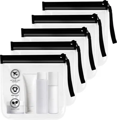 Image de Trousse de toilette transparente aéroport autorisé bagage à main - liquides poche zippée avion sac de voyage - trousse de toilette transparente imperméable - taille voyage trousse de toilette 20 x 20 cm noir trousse de toilette