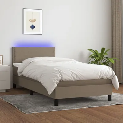 Produktbild von CLORIS Boxspringbett Polsterbett mit Matratze & LED Taupe 90x190 cm Stoff, 41,86 kg