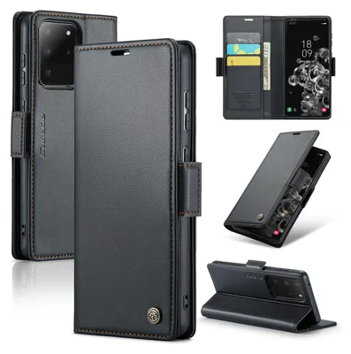Image de Galaxy S20 Ultra Case, RFID Blocking Card, Advanced Flip Leather Case with Stand Function pour Samsung Galaxy S20 Ultra Noir