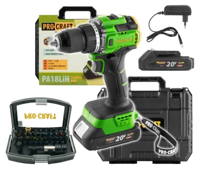 Produktbild von Procraft PA18LiH-1B-C Akku Bohrschrauber 20 V 80 Nm Brushless + 1x Akku 2,0 Ah + Ladegerät + 32 tlg. Bit Set + Koffer