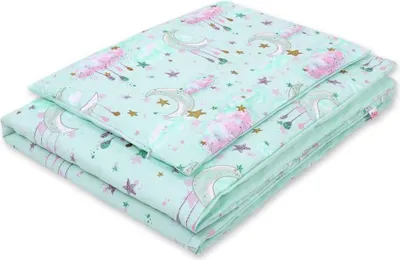 Immagine prodotto di Set lettino in cotone per neonati - culla - 100 % cotone sicuro, 2 pezzi, 135 x 100 cm, Menta Menta