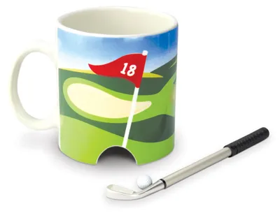 Kaffeebecher Golf mit Ball und Schläger, Keramik, 300 ml, Weiß