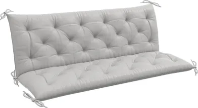 Zdjęcie produktu dla Poduszka na ławkę Outsunny 3-osobową 150x98x8 cm, poduszka na ławkę z wiązaniem, poduszka na siedzisko, poduszka na krzesło do użytku wewnątrz i na zewnątrz, poduszka na siedzisko, poduszka na siedzisko do mebli ogrodowych, ławka parapetowa, huśtawka werandowa, jasnoszara
