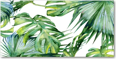 Produktbild von Tulup Glas-Bild -140x70- Wandkunst Dekorative Wand für Küche & Wohnzimmer - Blumen & Pflanzen - Tropische Blätter - Grün