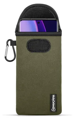 Productafbeelding van MobyDefend Hoesje - Geschikt voor Motorola Edge 40 - Neopreen Pouch Met Karabijnhaak - Insteek - Riemlus - Groen