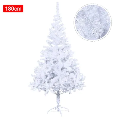 Imagen del producto de Árbol de Navidad artificial QEENTOE, 180 cm, árbol de Navidad de PVC blanco, abeto artificial con soporte de metal, decoración navideña para interiores