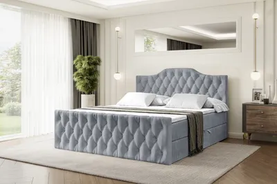 Produktbild von ALTDECOR Boxspringbett mit Fußteil, H3 Matratze und Topper - 200x200 cm - VILA-1-Z - Grau Samt - Polsterbett mit Bettkasten und Lattenrost, Bett mit Stauraum