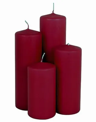 Image de 1.10 bougies en cire véritable en set de 4 de différentes hauteurs - Couleur : bordeaux