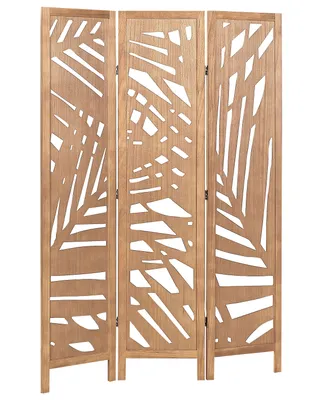 Obrázek produktu pro BELIANI Paraván z hnědého dřeva paulovnie mdf 3 panely skládací příčky dekorativní obývací pokoj ložnice moderní design