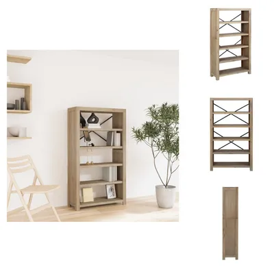 Image de Étagère vidaXL à 5 compartiments, 80 x 30 x 140 cm, en bois massif d'acacia -  Étagères et bibliothèques