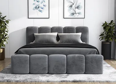 Produktbild von Polsterbett SONIC mit Bettkasten und Metallgestell 180 x 200 cm. Modernes Doppelbett mit Stauraum, mit Matratze. Farbe: Dunkelgrau